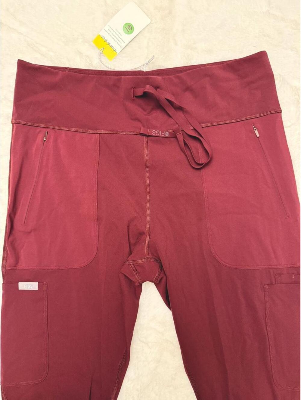 FIGS Seville High-Waisted Scrub Leggings Burgundy Size XL - Picture 4 of 8